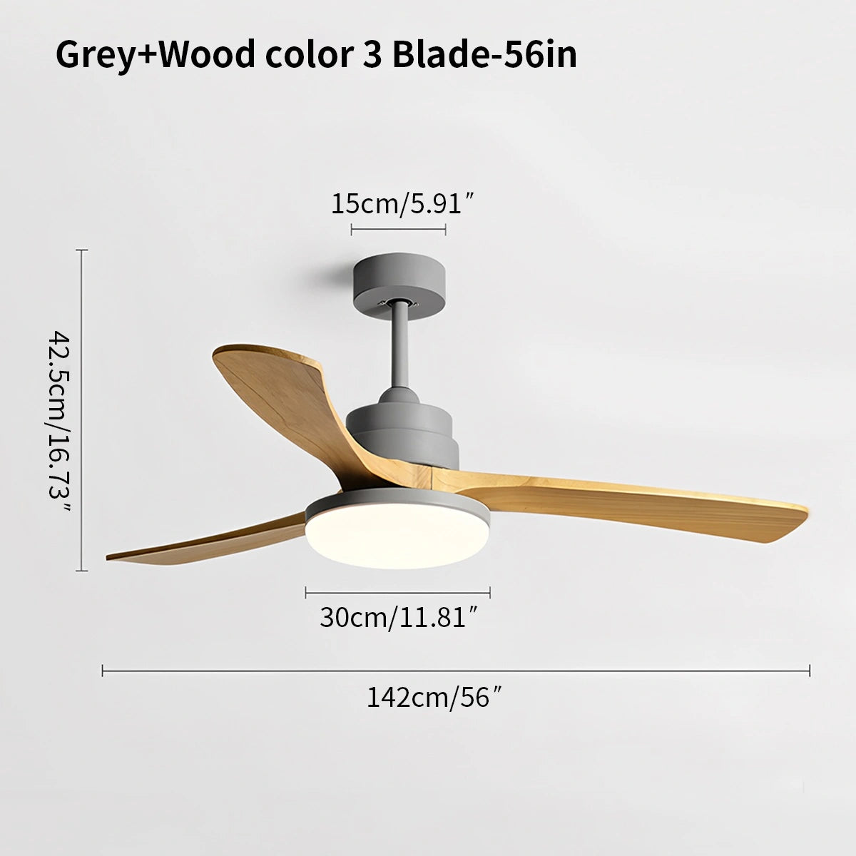 Antizer High Wind Solid Wood Ceiling Fan Light