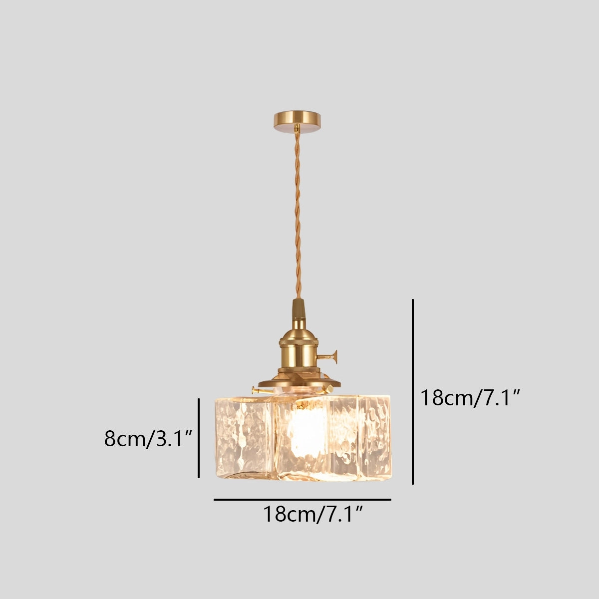 Antizer Verglas Clear Glass Pendant Light for Bedroom