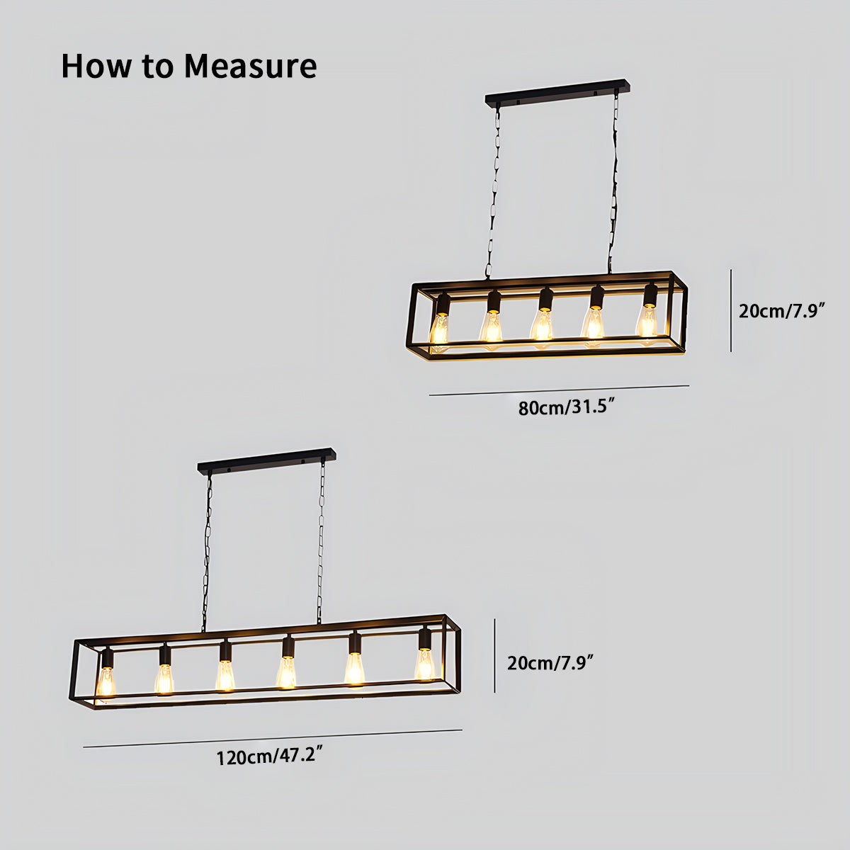 Antizer Rectangular Brass Pendant Lights for Dining Room