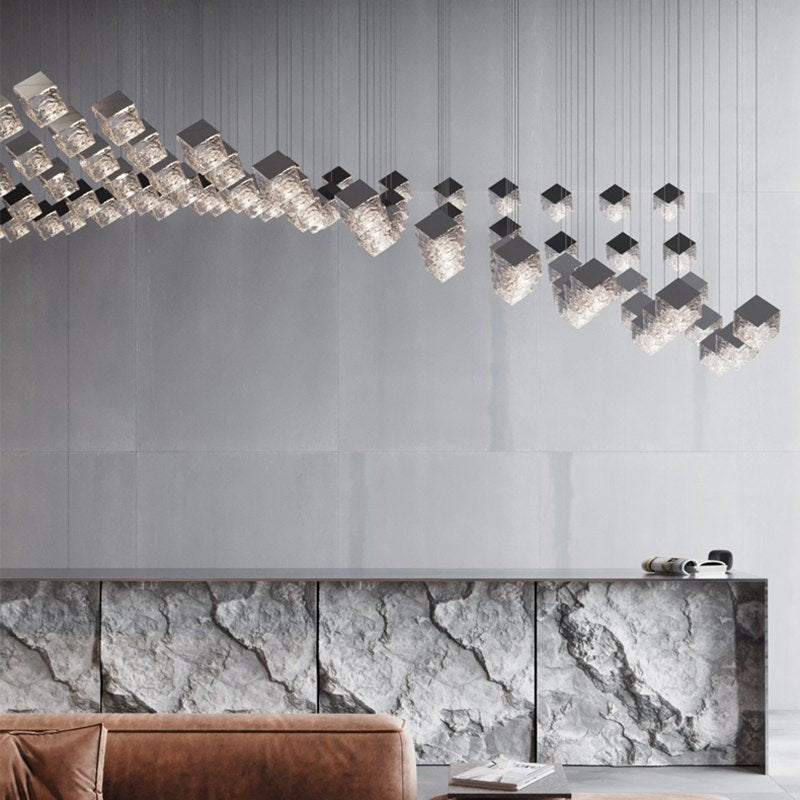 Ice Cube Textured Glass Chandelier