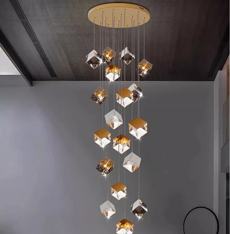 Ice Cube Textured Glass Chandelier