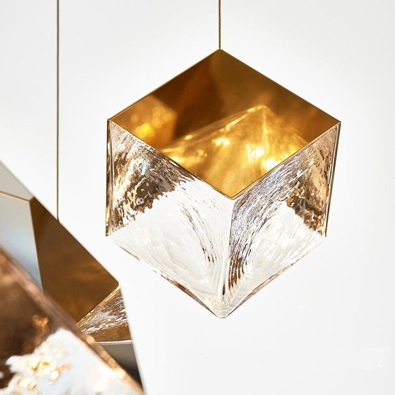 Ice Cube Textured Glass Chandelier