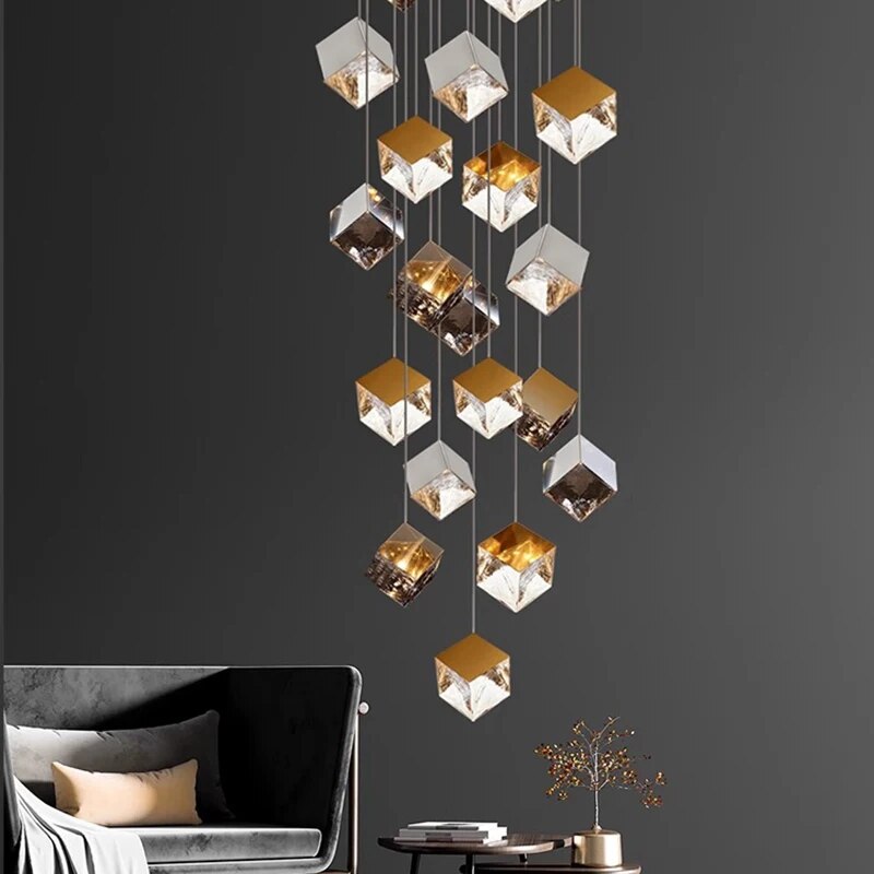 Ice Cube Textured Glass Chandelier