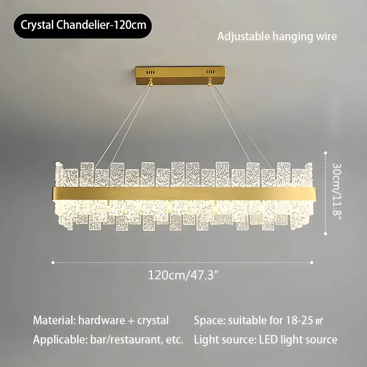 Antizer Modern Frosted Glass Crystal Chandelier