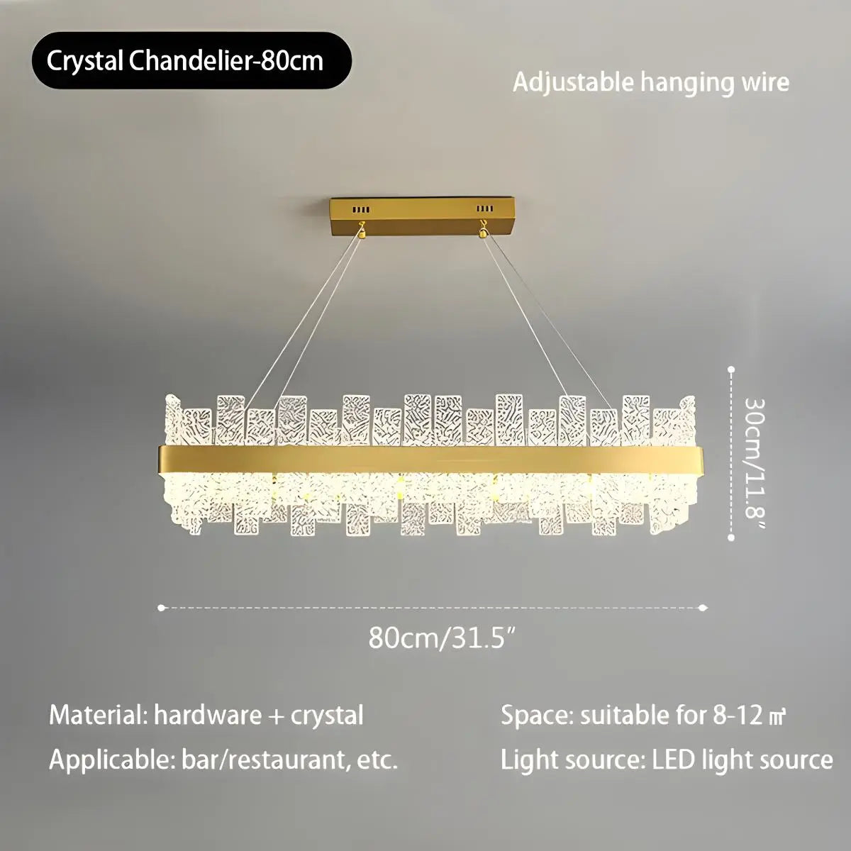 Antizer Modern Frosted Glass Crystal Chandelier