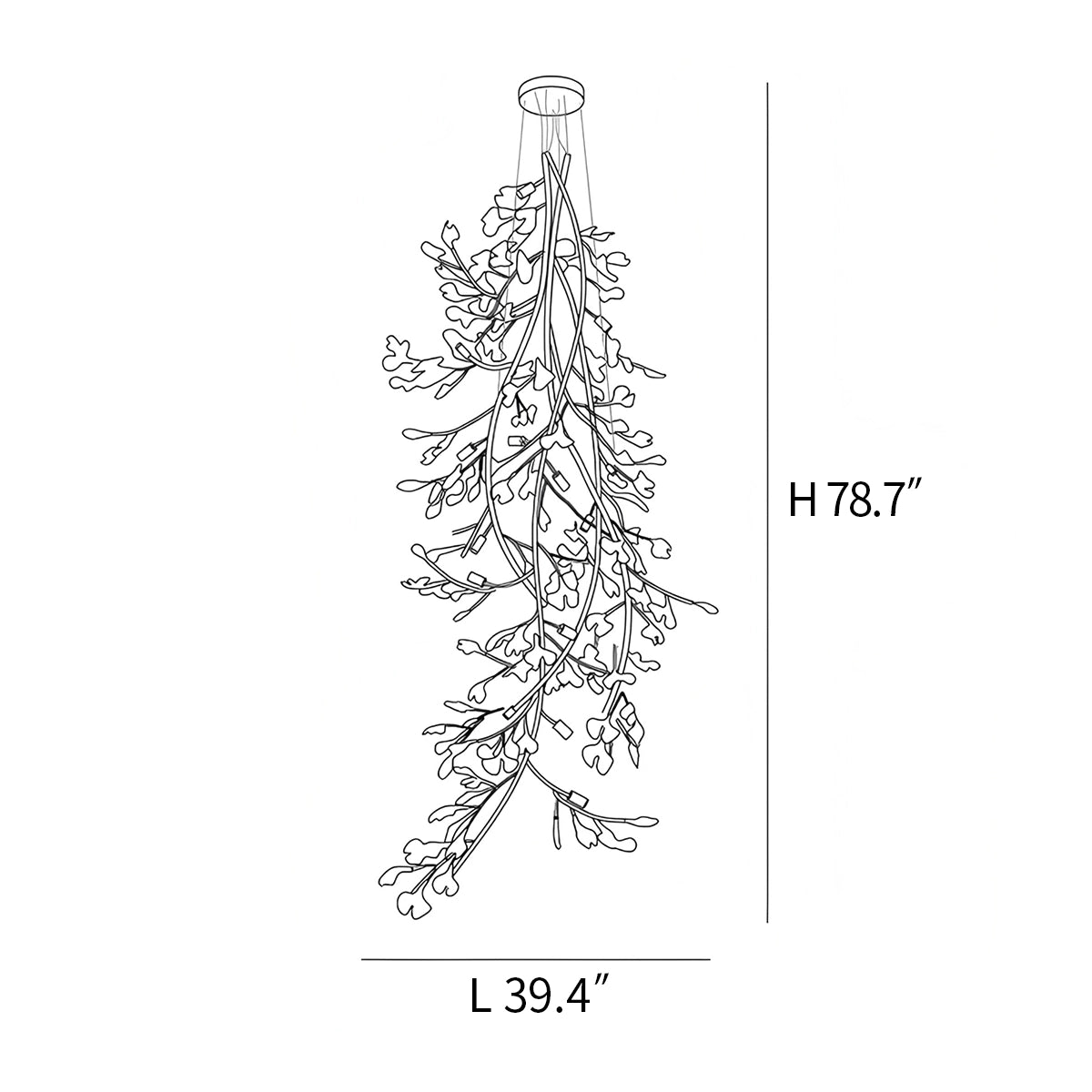 Antizer Ginkgo Long Branch Chandelier for High Ceiling
