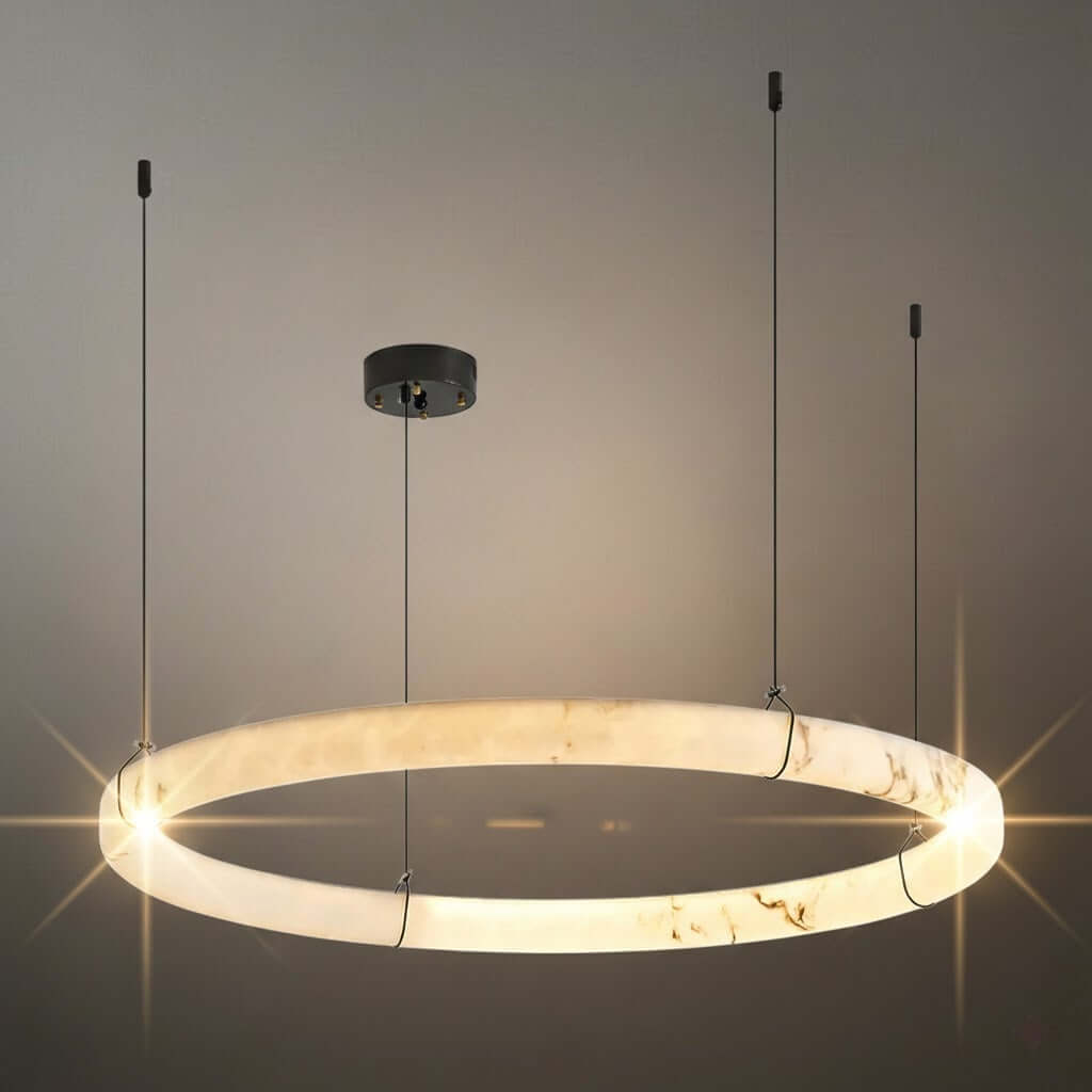 Modern Alabaster Ring Pendant Lamp 