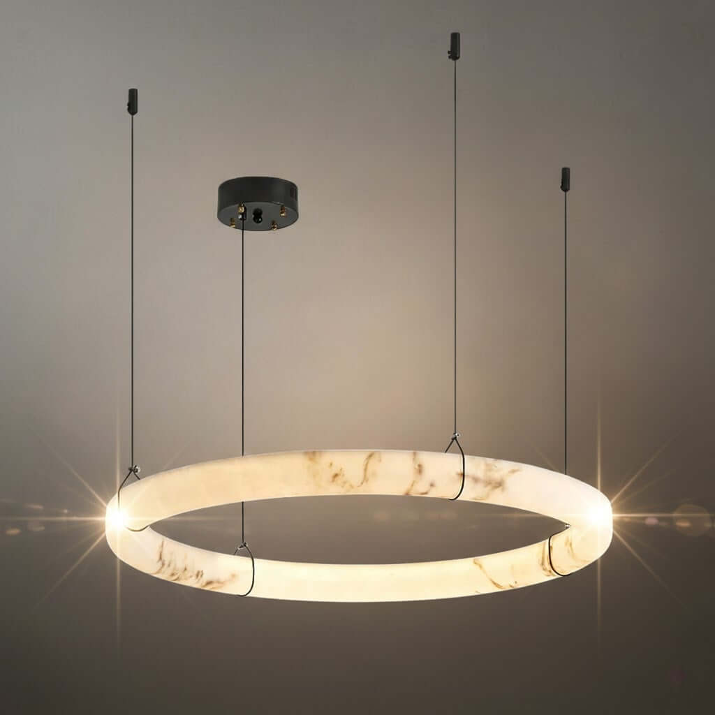 Modern Alabaster Ring Pendant Lamp 