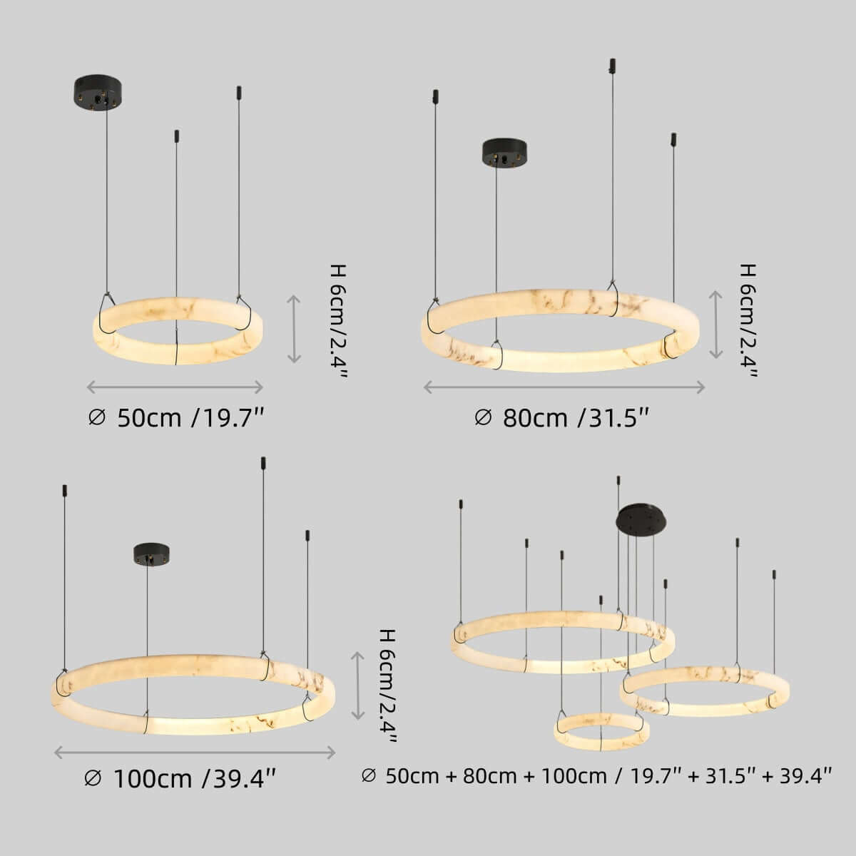 Antizer Modern Alabaster Ring Chandelier