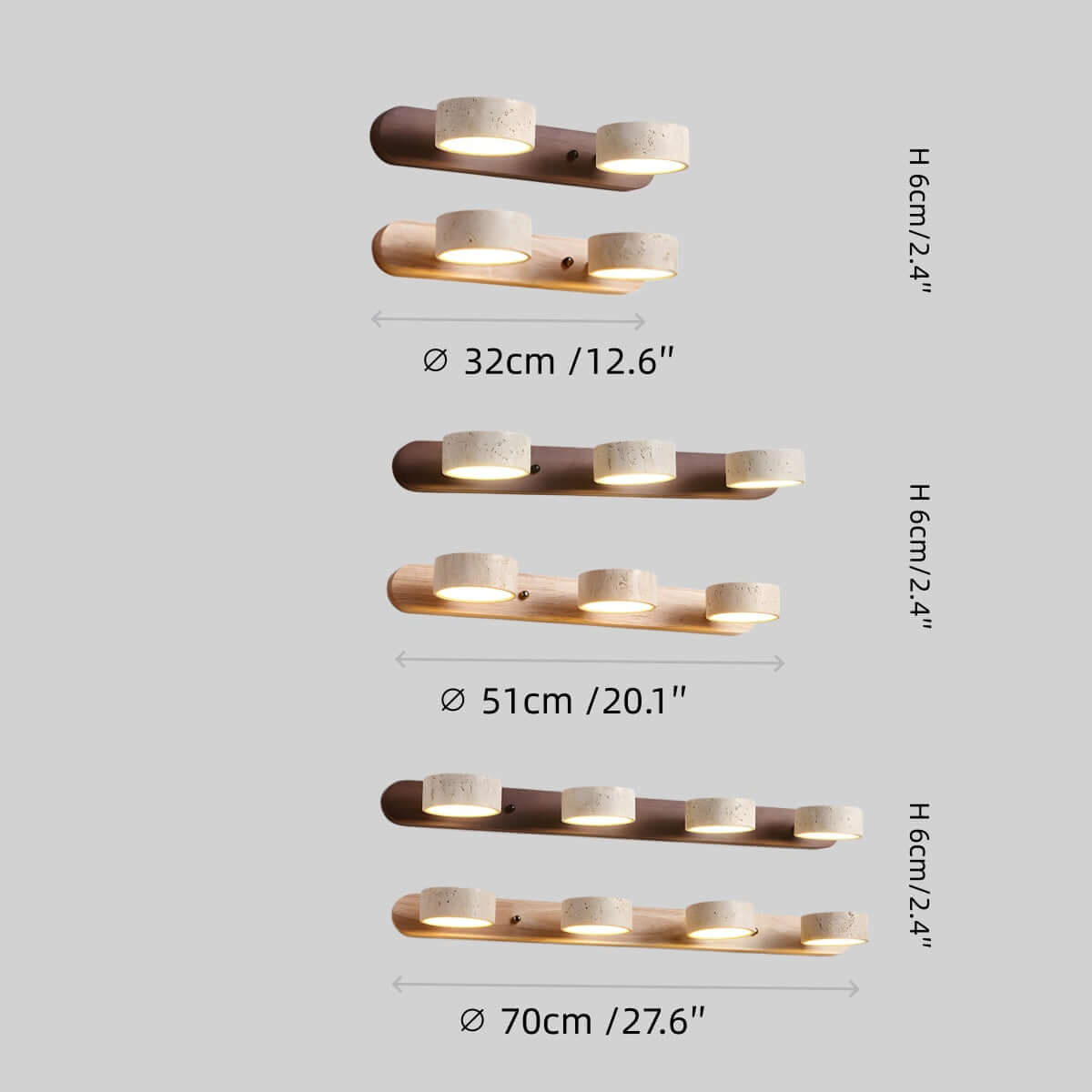 Antizer Modern LED Wood & Stone Travertine Wall Sconce