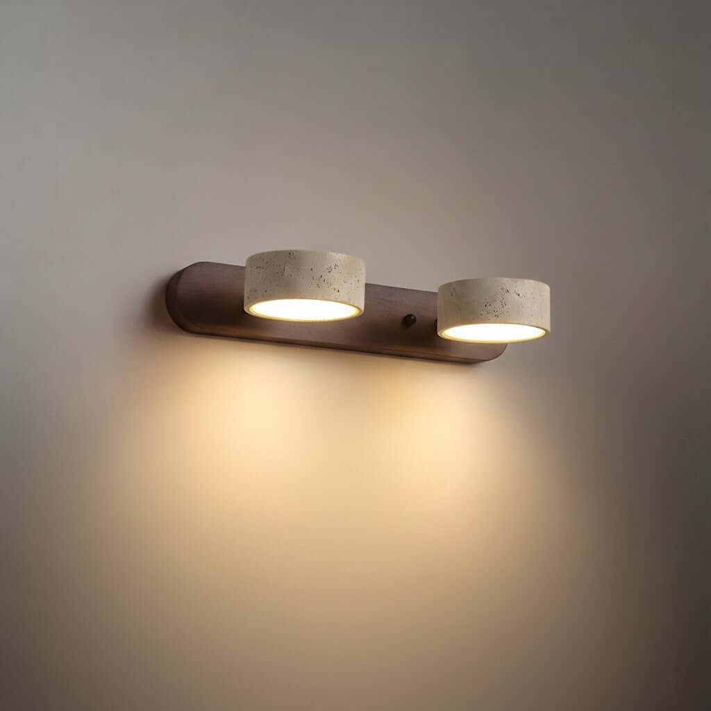 Antizer Modern LED Wood & Stone Travertine Wall Sconce