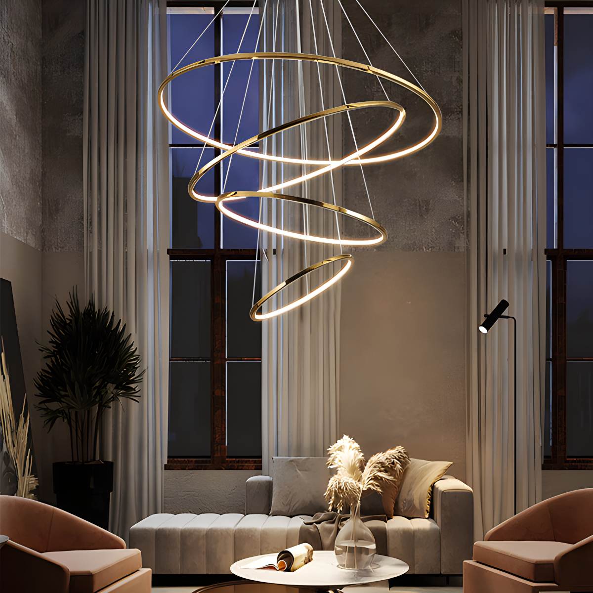 Antizer Large Tiered Ring Foyer Chandelier