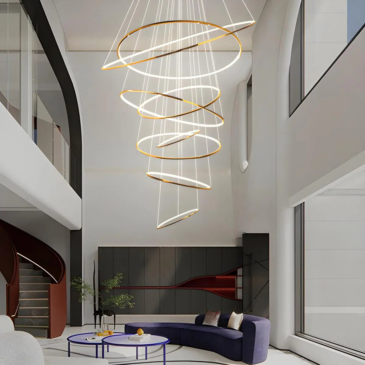 Antizer Large Tiered Ring Foyer Chandelier