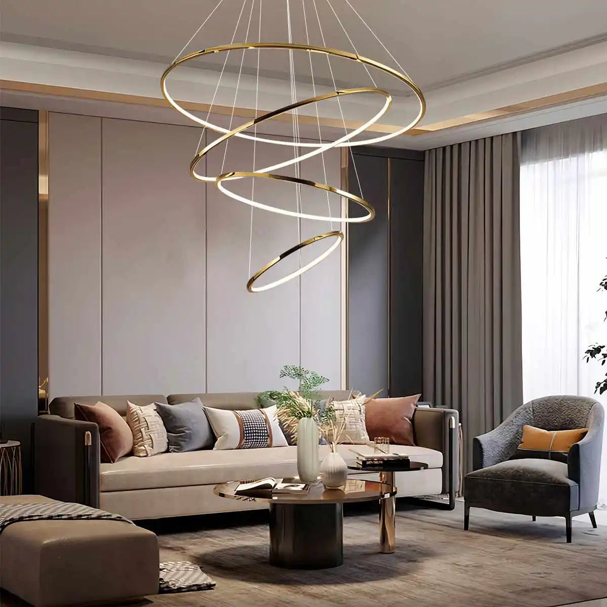 Antizer Large Tiered Ring Foyer Chandelier