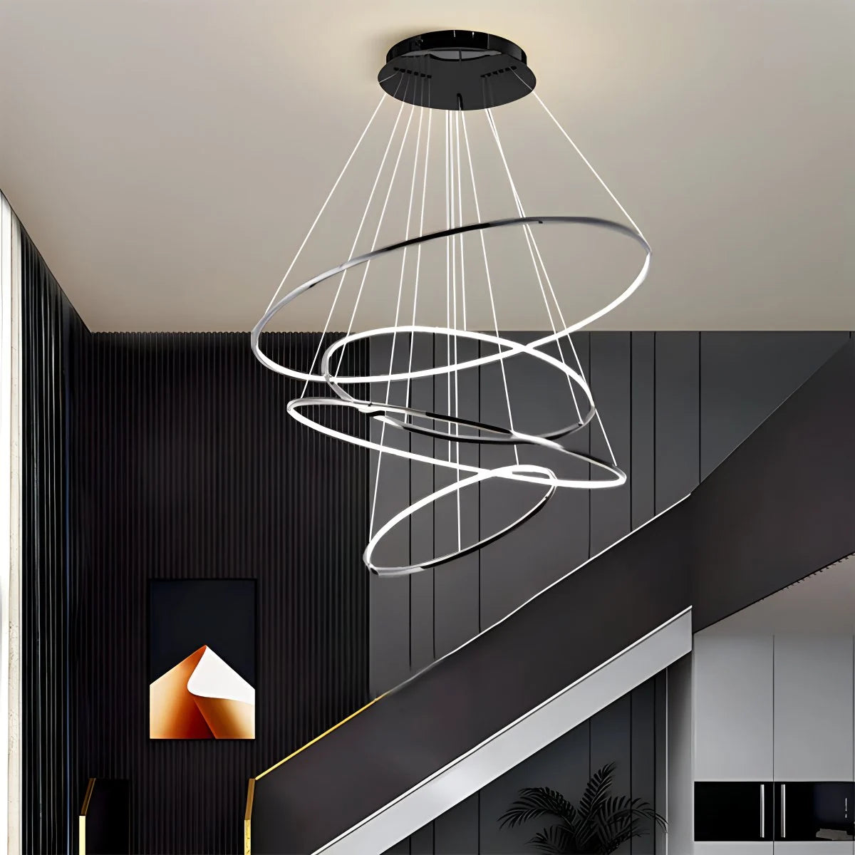 Antizer Large Tiered Ring Foyer Chandelier