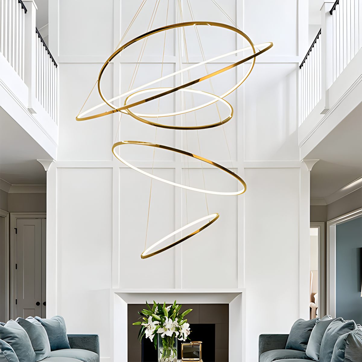 Antizer Large Tiered Ring Foyer Chandelier
