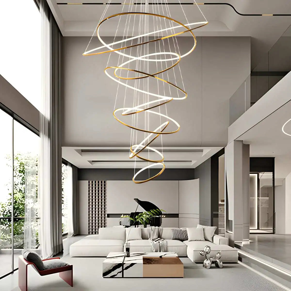 Antizer Large Tiered Ring Foyer Chandelier