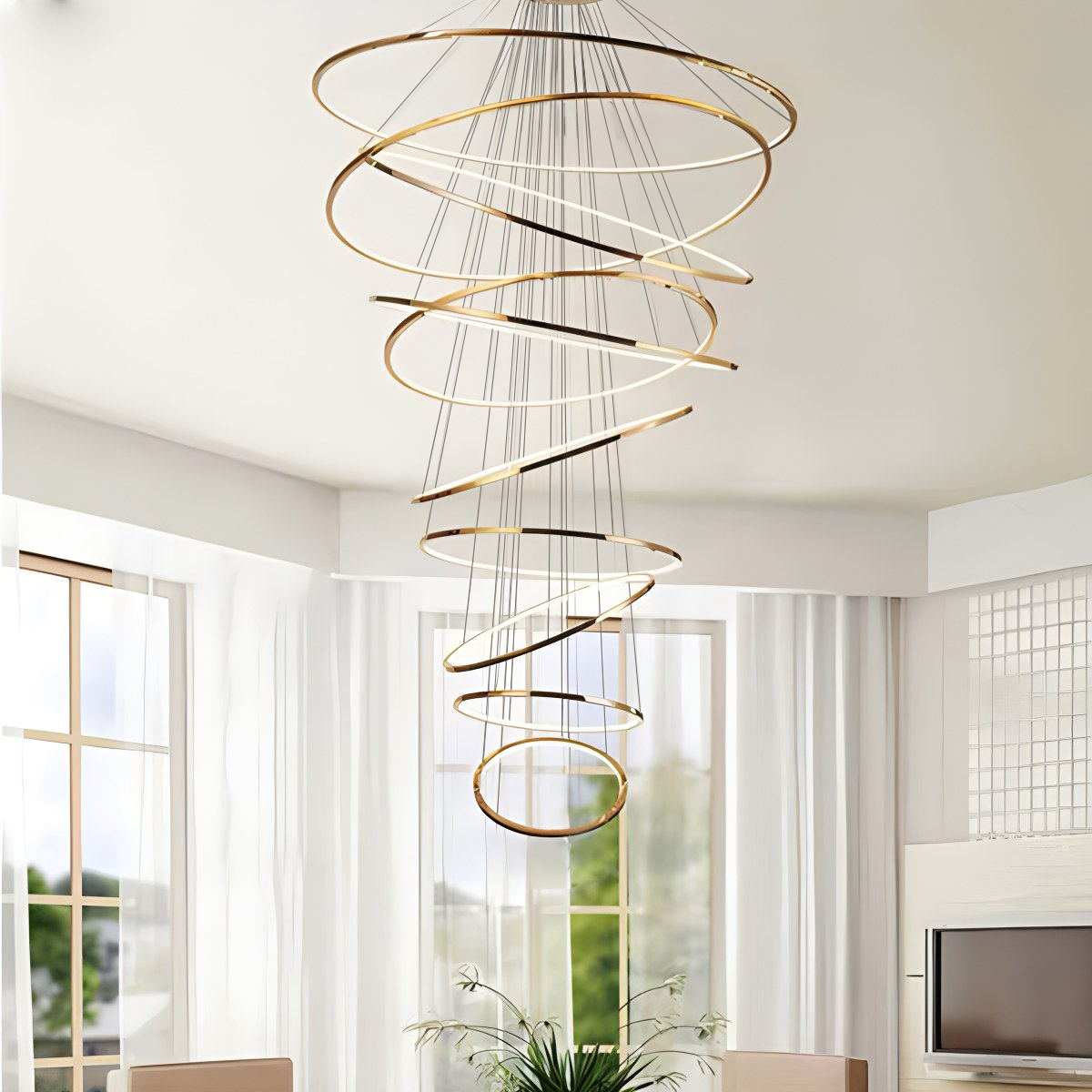 Antizer Large Tiered Ring Foyer Chandelier