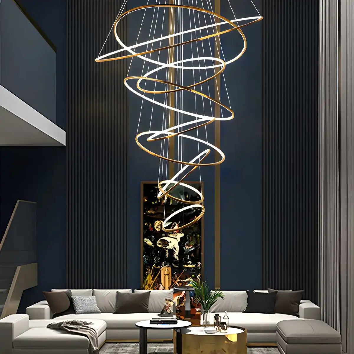 Antizer Large Tiered Ring Foyer Chandelier