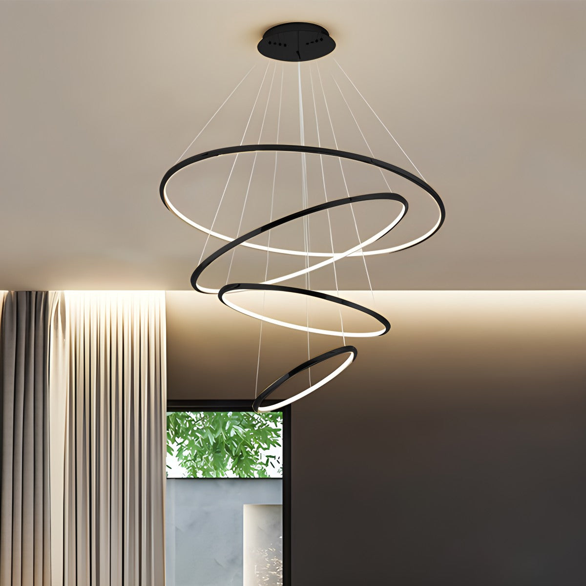 Antizer Large Tiered Ring Foyer Chandelier