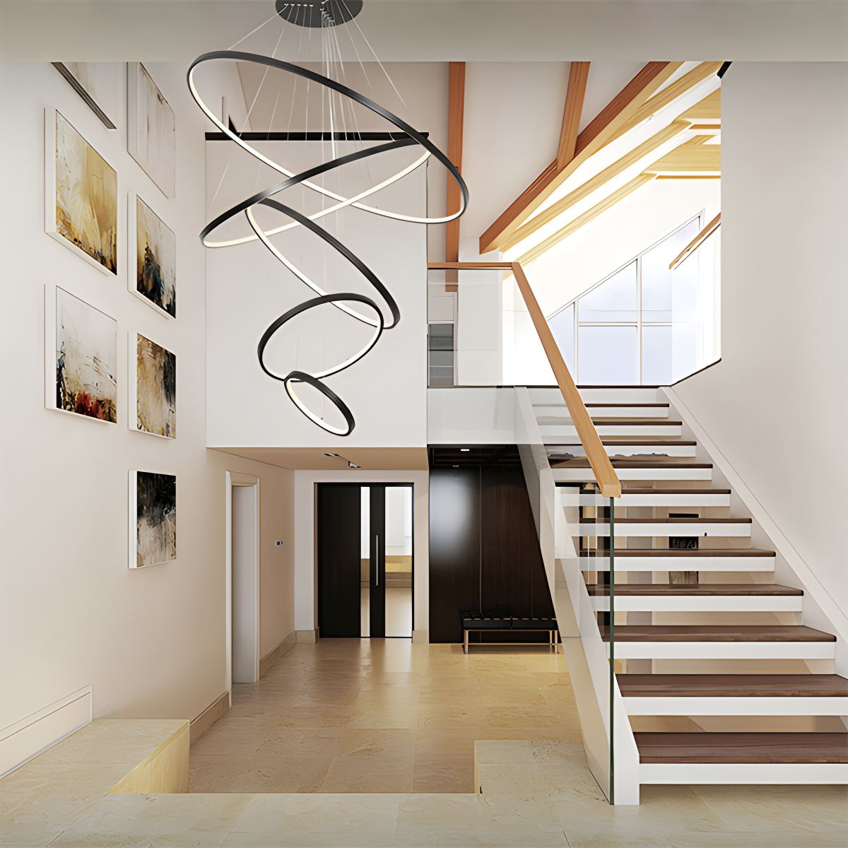 Antizer Large Tiered Ring Foyer Chandelier