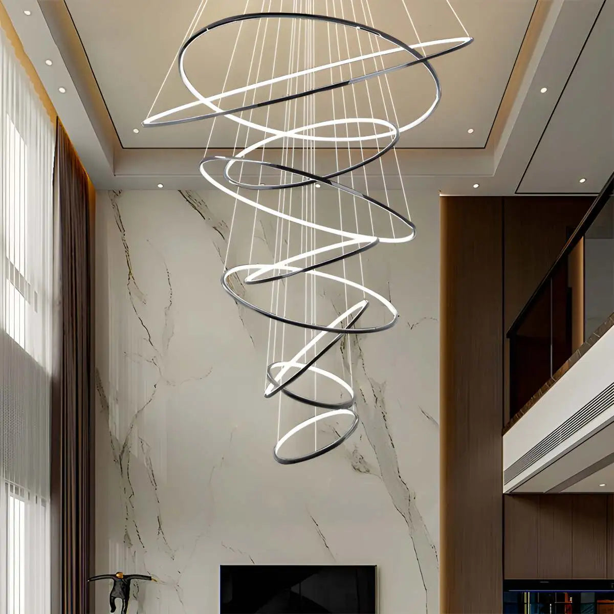 Antizer Large Tiered Ring Foyer Chandelier