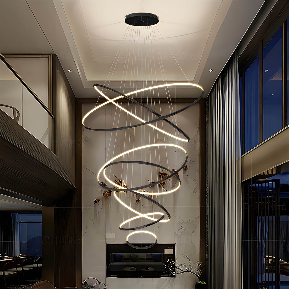 Antizer Large Tiered Ring Foyer Chandelier