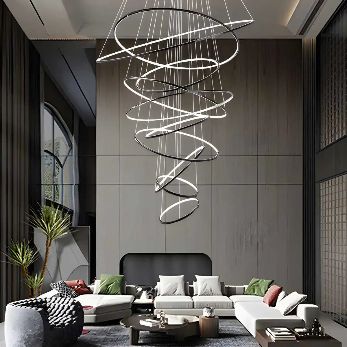 Antizer Large Tiered Ring Foyer Chandelier