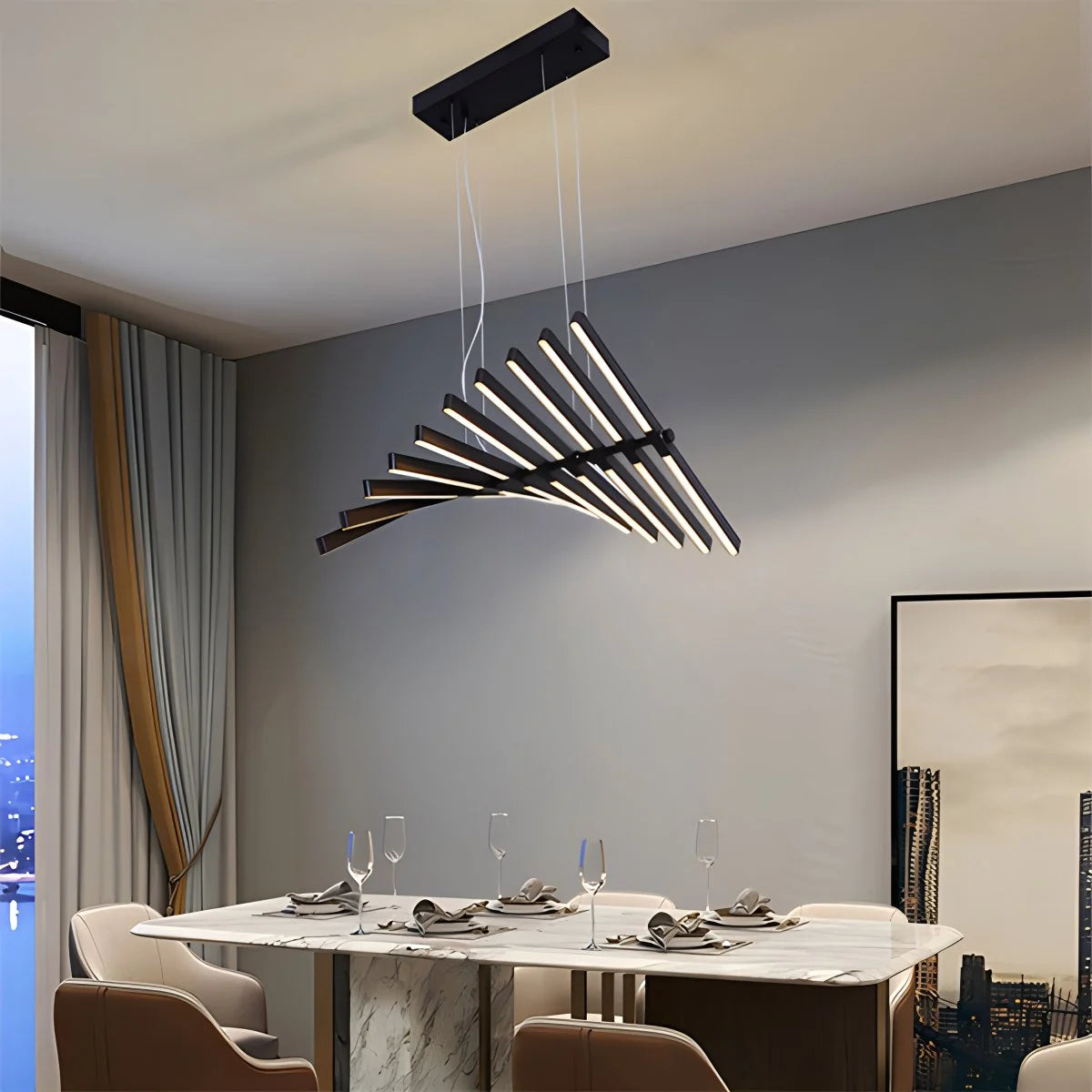 Antizer Linear Fish Bone Modeling Chandelier