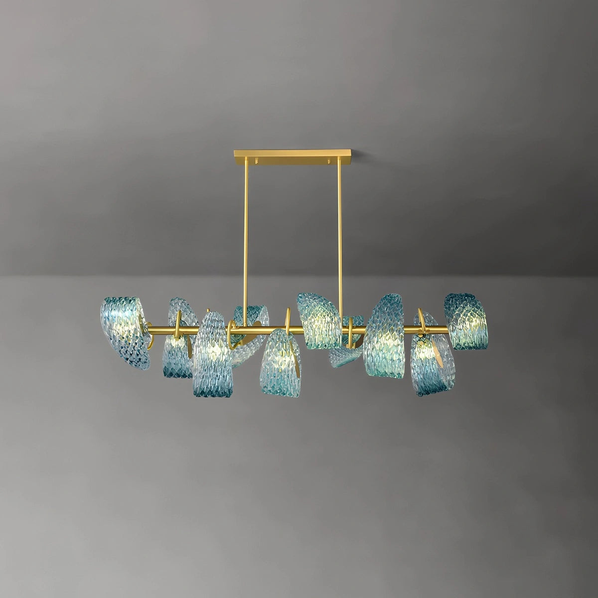 Antizer Peacock Blue Art Glass Chandelier for Dining Room