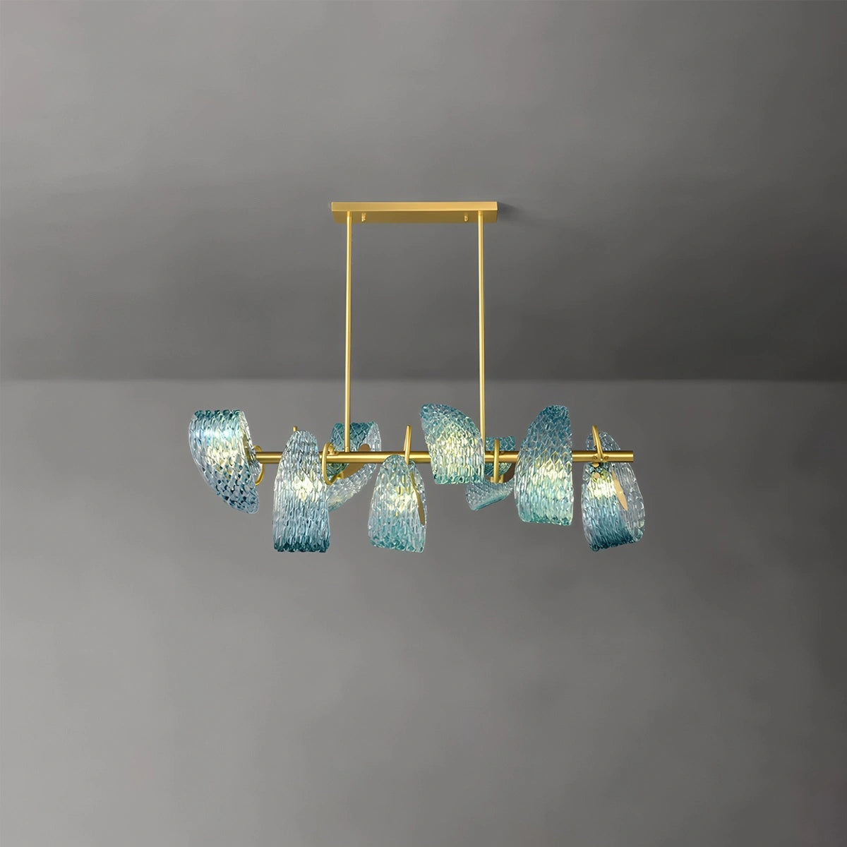 Antizer Peacock Blue Art Glass Chandelier for Dining Room