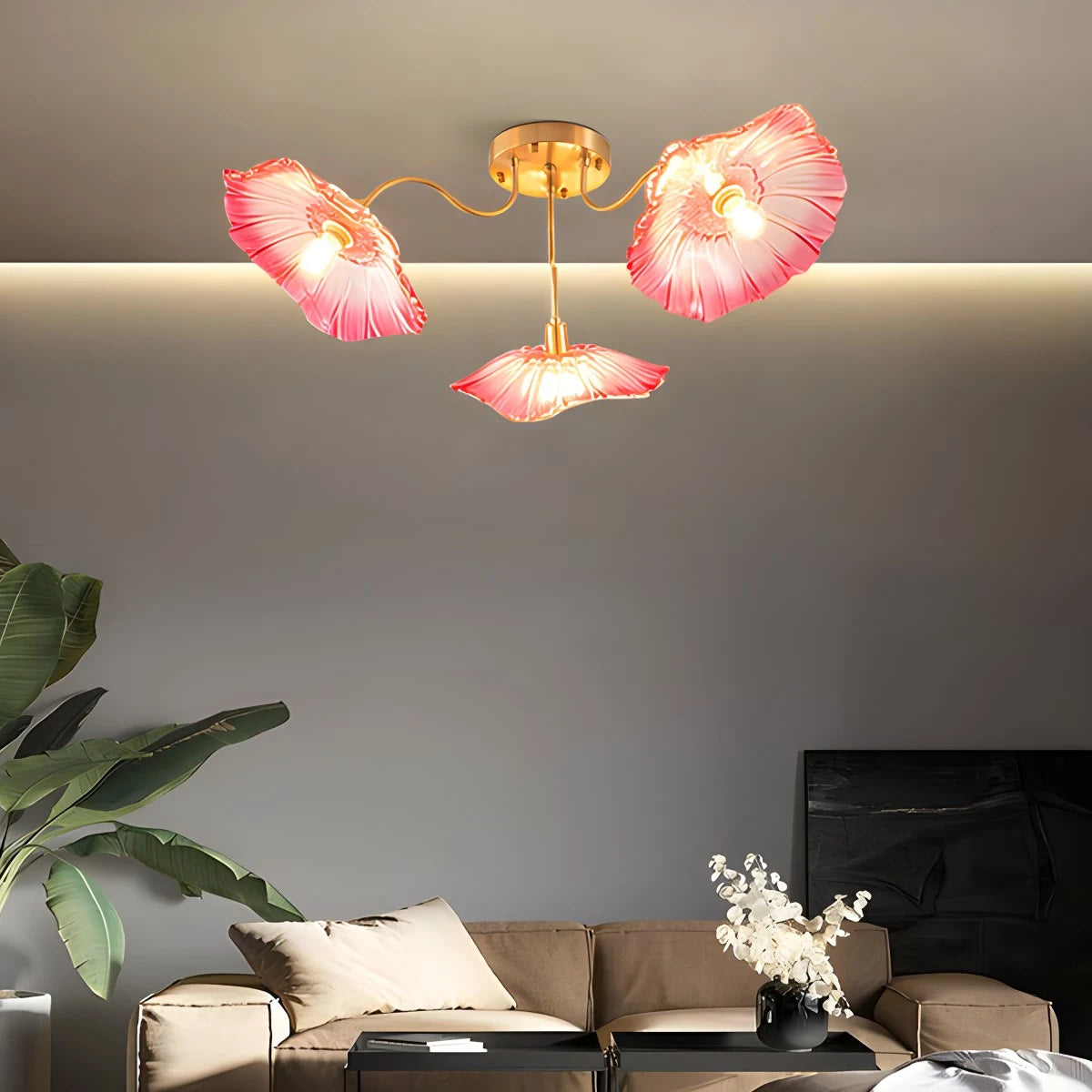 Antizer Lotus Leaf Glass Ceiling Lamp for Living Room