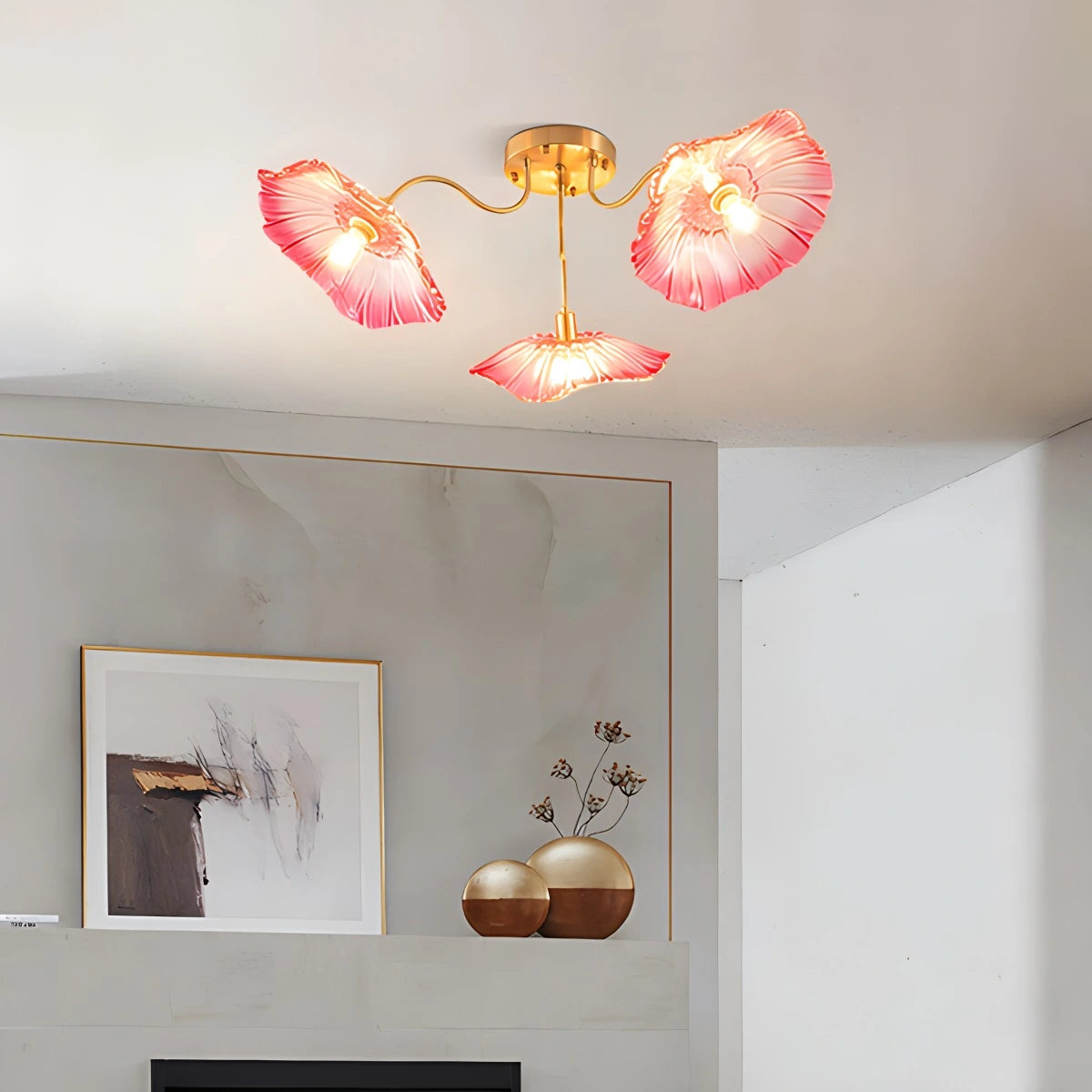Antizer Lotus Leaf Glass Ceiling Lamp for Living Room