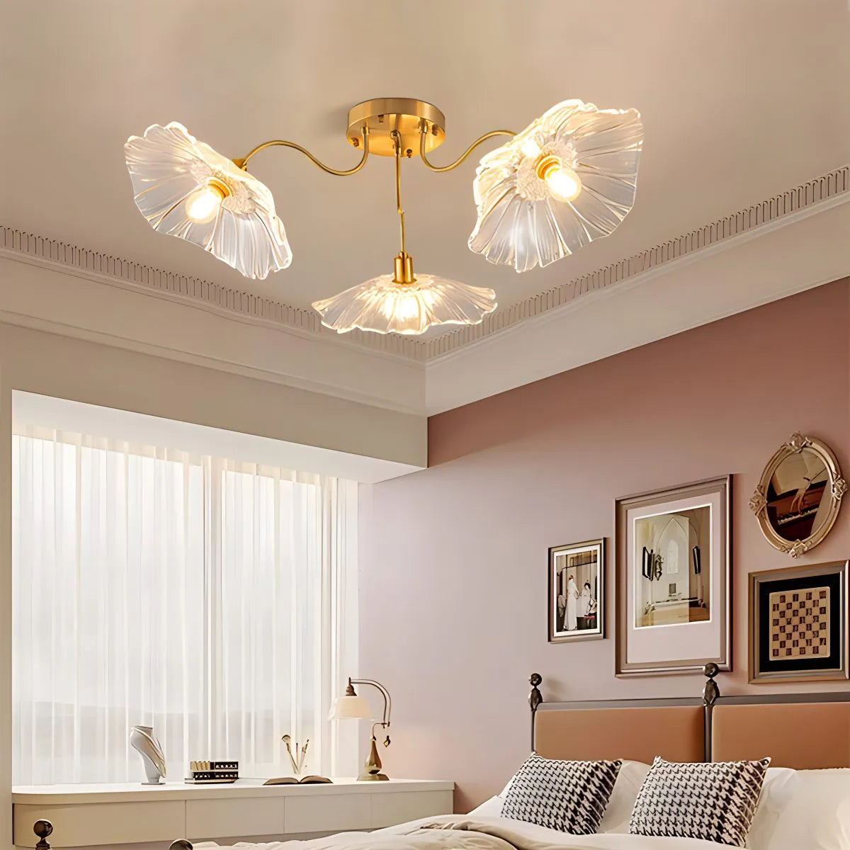 Antizer Lotus Leaf Glass Ceiling Lamp for Living Room