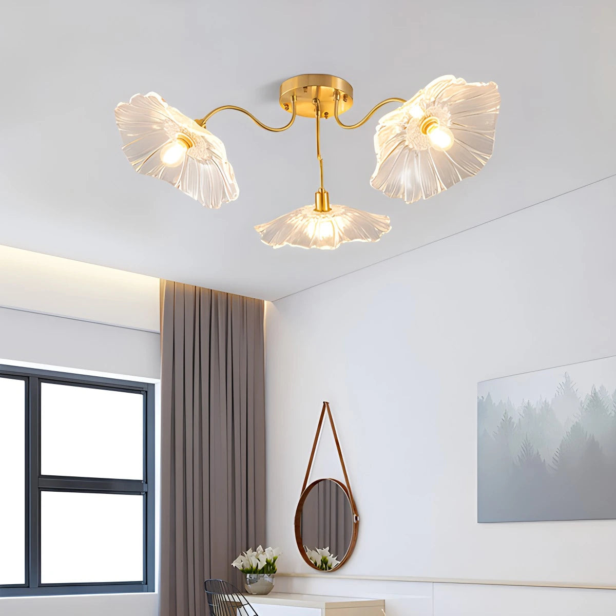 Antizer Lotus Leaf Glass Ceiling Lamp for Living Room