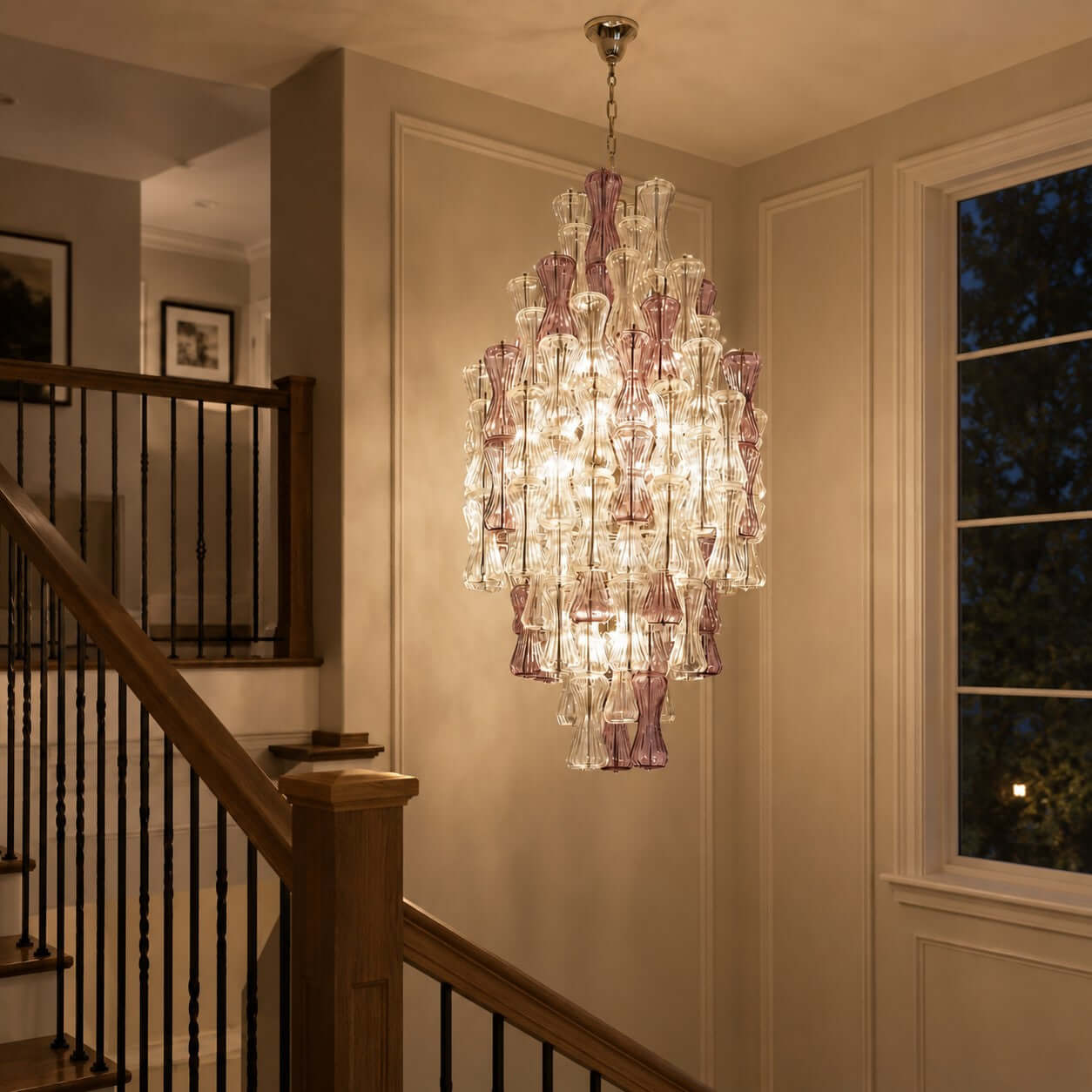 Antizer Murano Artful Layered Glass High Chandelier