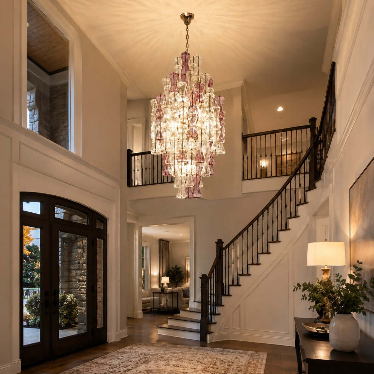 Antizer Murano Artful Layered Glass High Chandelier
