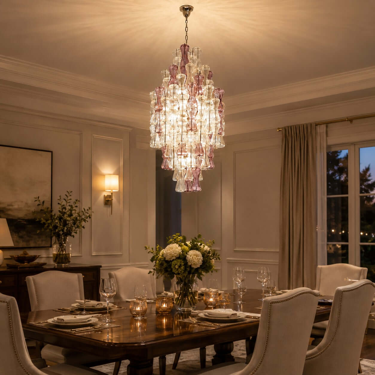 Antizer Murano Artful Layered Glass High Chandelier