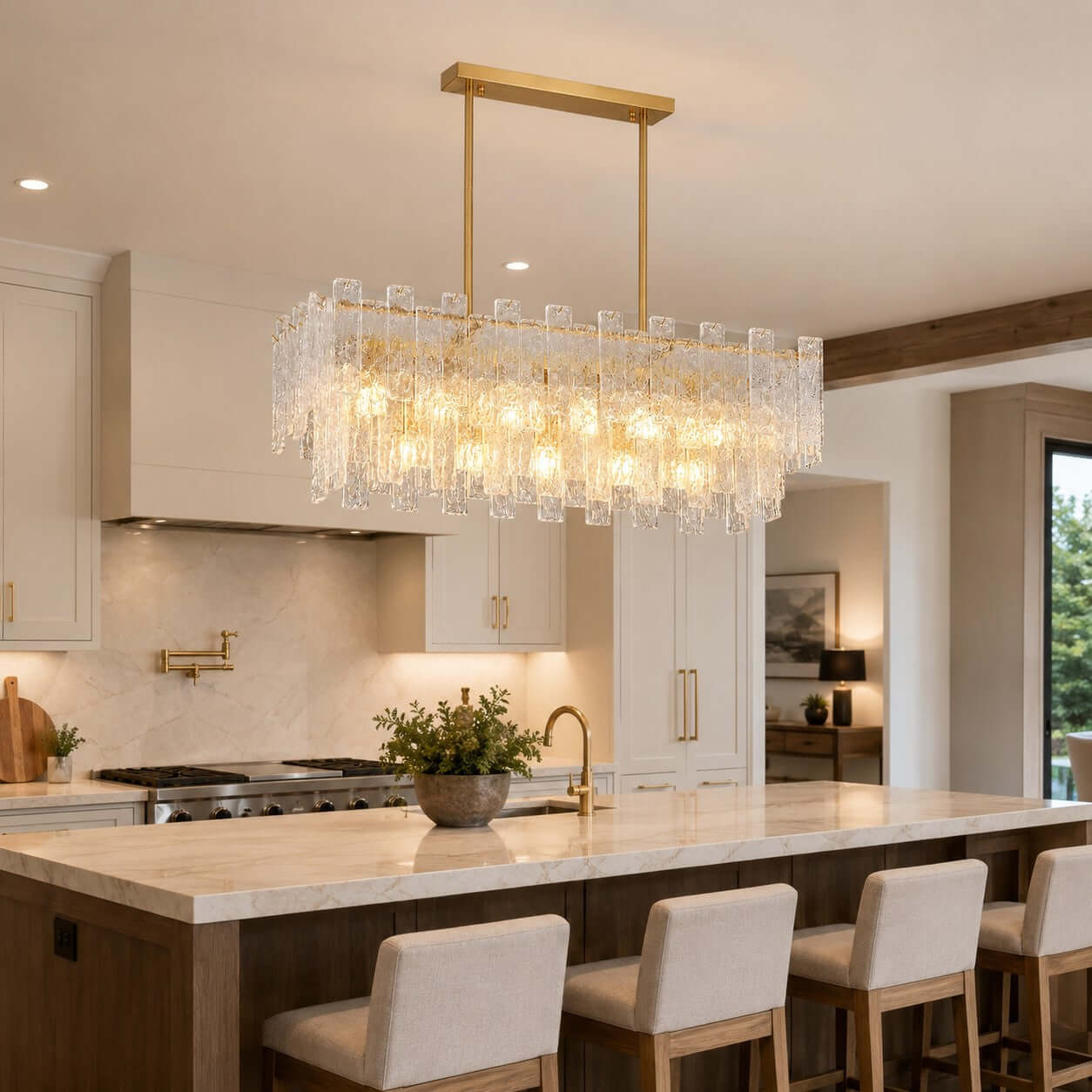 Antizer Modern Layered Textured Glass Chandelier