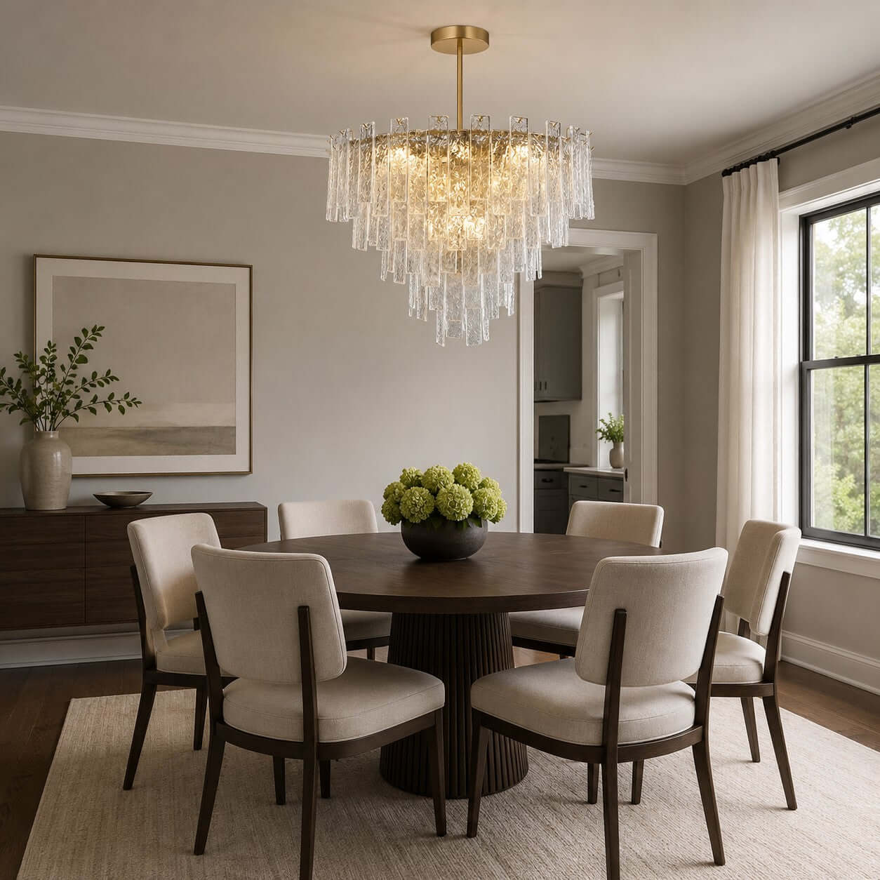 Antizer Modern Layered Textured Glass Chandelier
