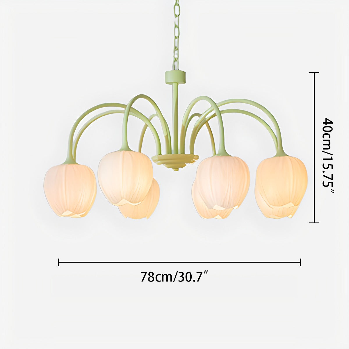 French Romance Tulip Matcha Chandelier