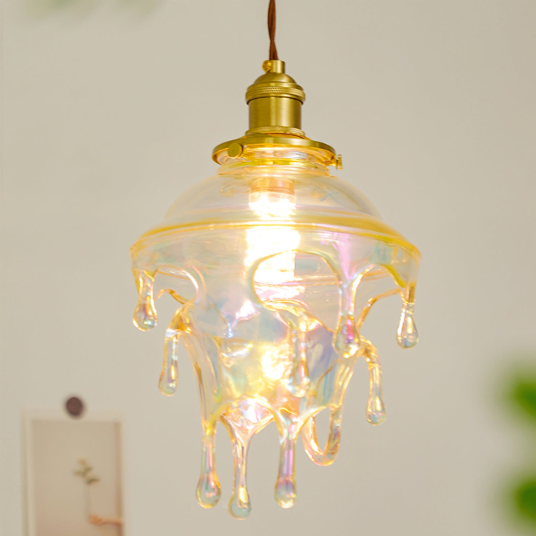 Modern Sculptural Water Droplet Resin Pendant Lamp, Adjustable Height, E14 Bulb Compatible