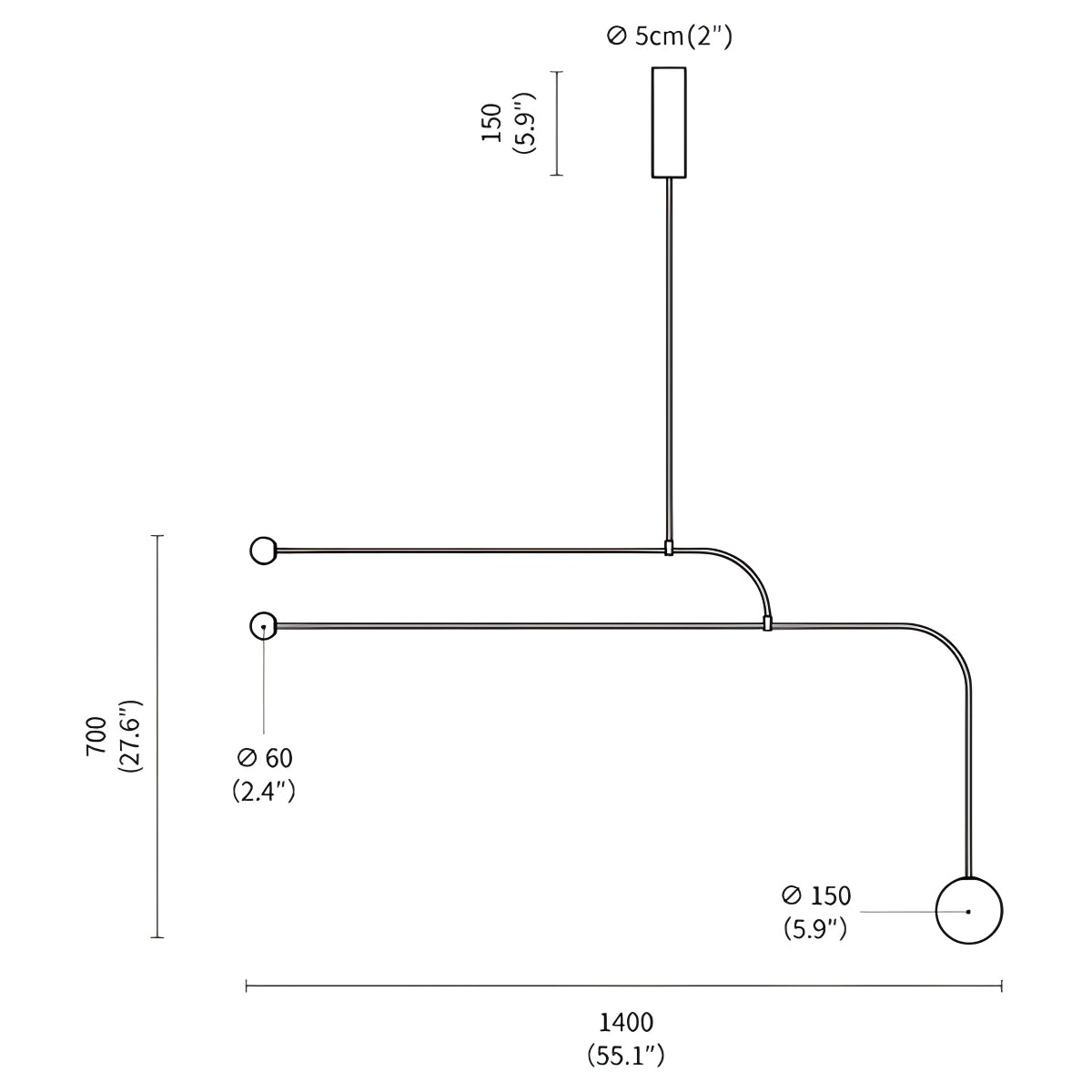 Antizer Minimalist Linear Metal Chandelier