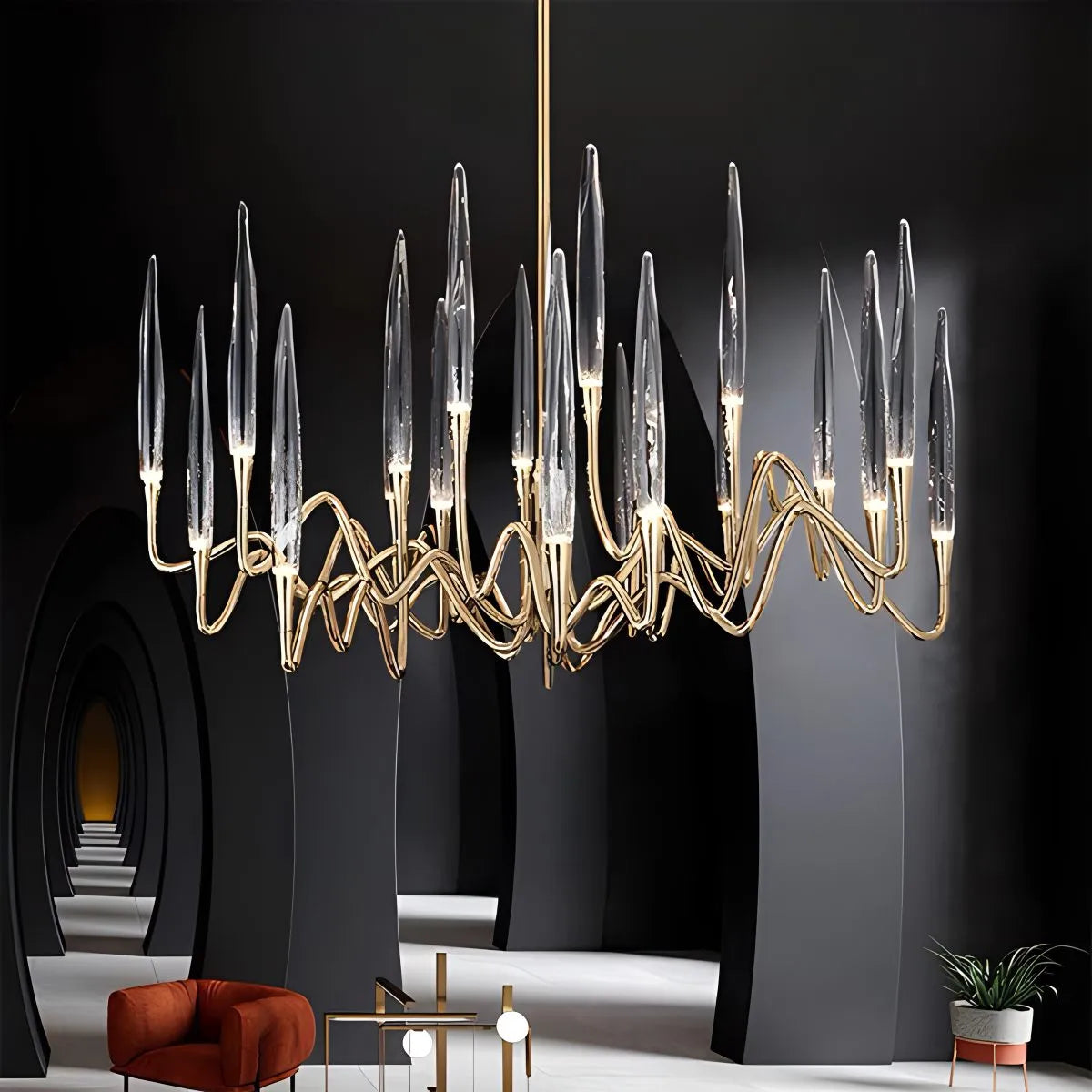 Antizer Modern Branch Chandelier & Floor Lamp