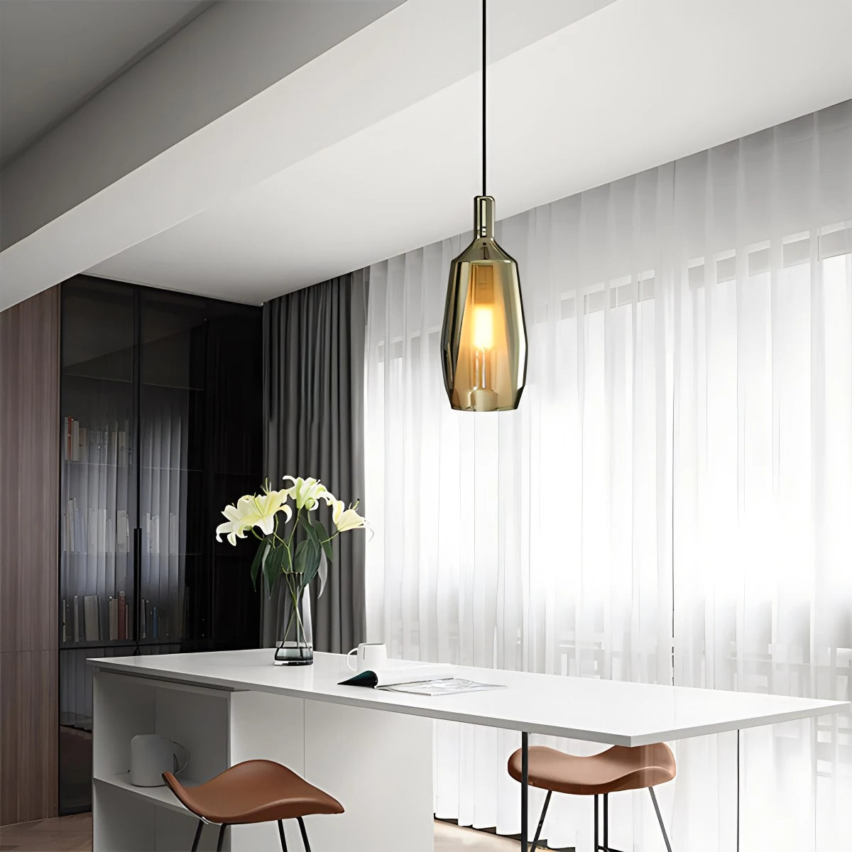 Antizer Modern Minimalist LED Glass Pendant Light for Kitchen