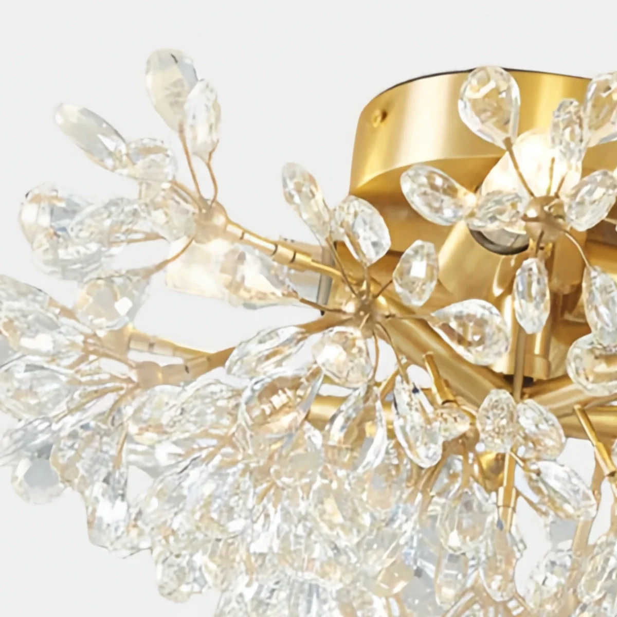 Antizer French Semi-Flush Brass Crystal Ceiling Light