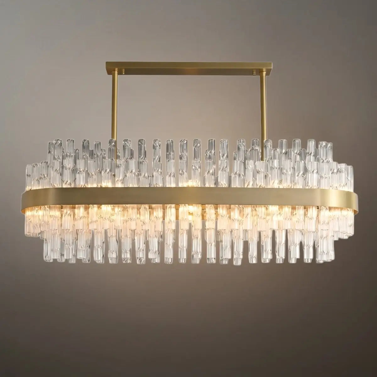 Excelis Luxury Rectangular Crystal Chandelier – Gold Frame for Dining Room / Kitchen