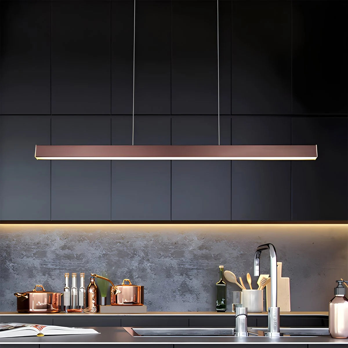 Antizer Nordic LED Linear Pendant Light for Kitchen Island