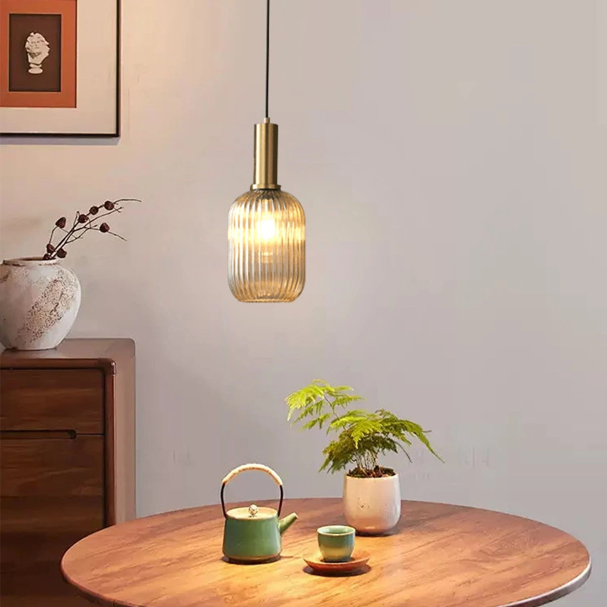 Antizer Nordic Vintage Glass Striped Pendeant Light