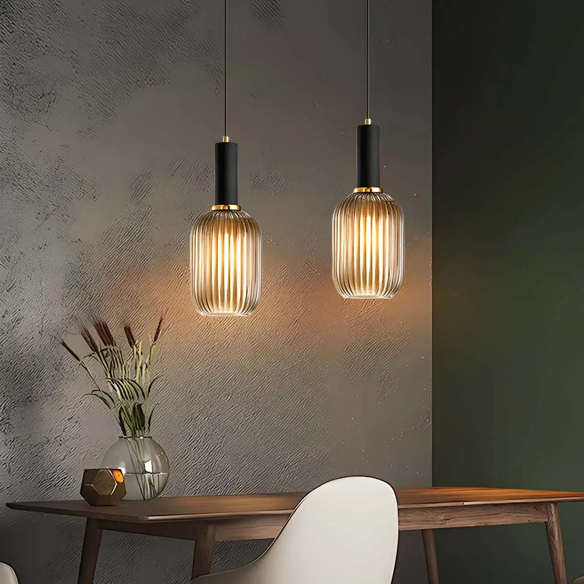 Antizer Nordic Vintage Glass Striped Pendeant Light